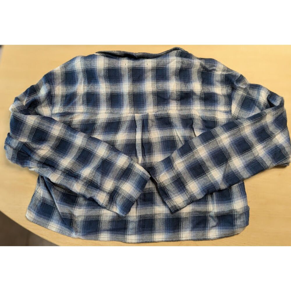 NWT Hollister Blue Plaid Cropped Button Down Shirt Women's Size Small - Picture 5 of 6